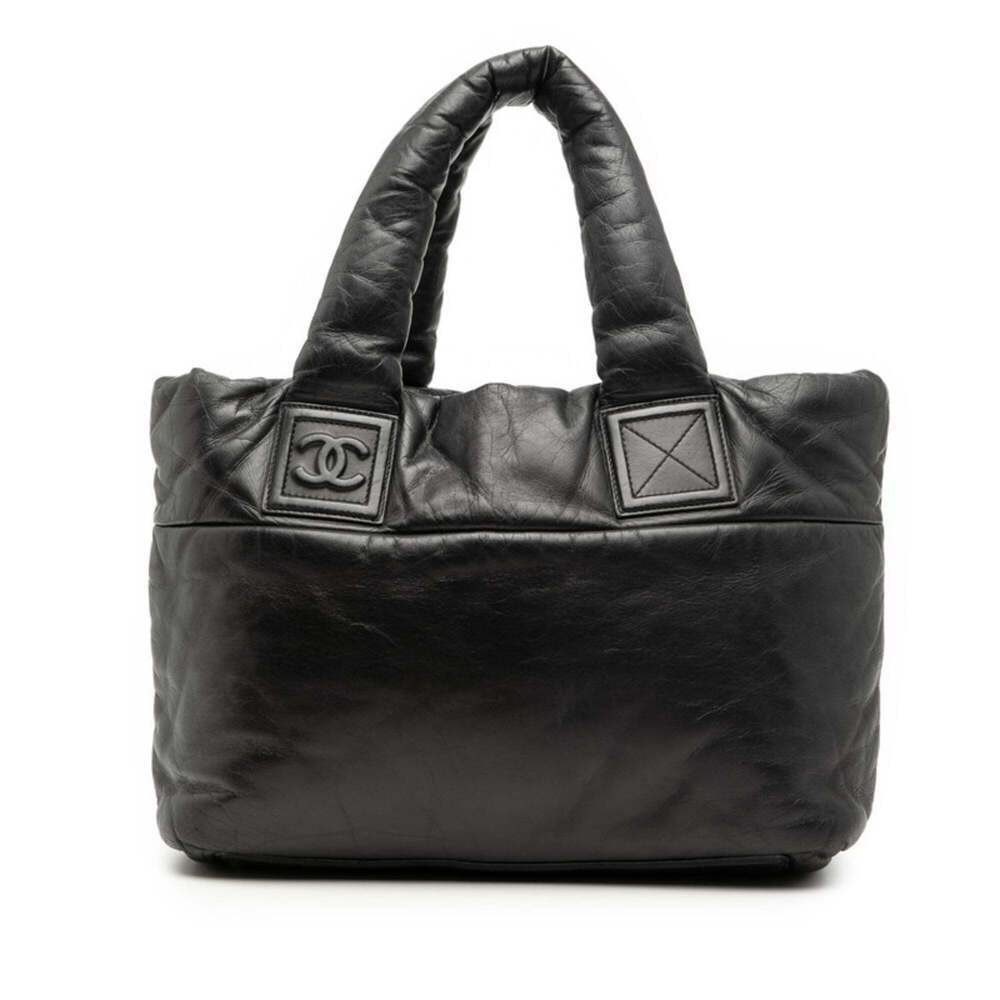 CHANEL Black Leather Tote Bag